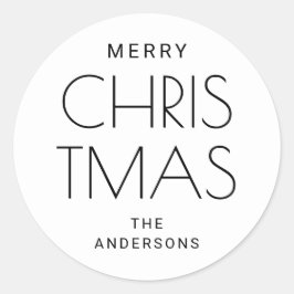 ミニマリストホリデー | モダンなタイポグラフィーのクリスマス ラウンドシール