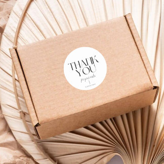 ミニマリストホワイトありがとうラウンドステッカー ラウンドシール