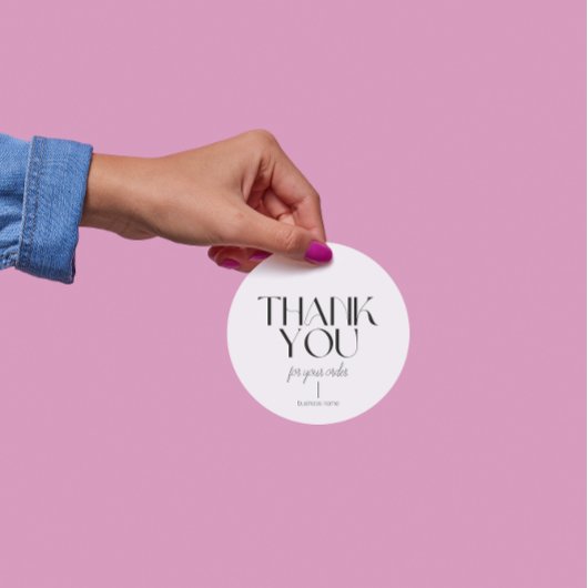 ミニマリストホワイトありがとうラウンドステッカー ラウンドシール