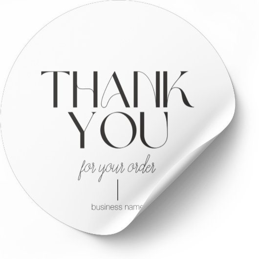 ミニマリストホワイトありがとうラウンドステッカー ラウンドシール