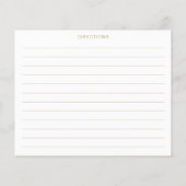 ミニマリストホワイトおよび金ゴールドカスタムレシピカード (裏面)