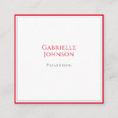 ミニマリストホワイトさくらんぼシンプルレッドはっきりしたエレガント スクエア名刺 (正面)