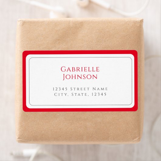 ミニマリストホワイトとさくらんぼレッド差出人住所 ラベル (インサイチュ)