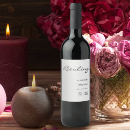 ミニマリストホワイトとブラックフォント結婚ズリースリング ワインラベル