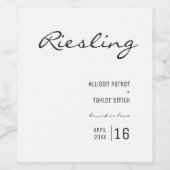 ミニマリストホワイトとブラックフォント結婚ズリースリング ワインラベル (シングルラベル)