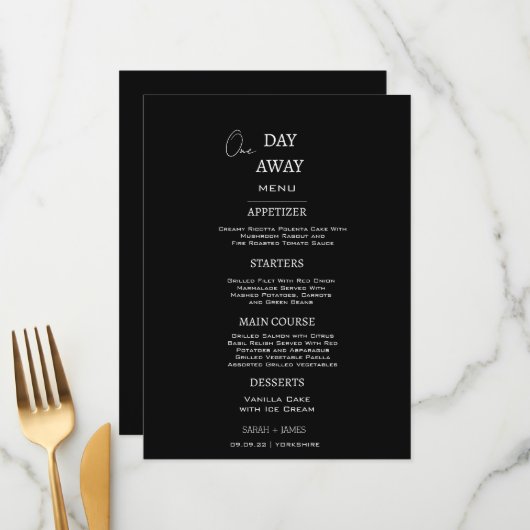 ミニマリストホワイトとブラックワンデイ遠くに結婚ズ メニュー (正面/裏面インサイチュ)