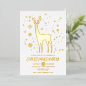 ミニマリストホワイトと金ゴールドエレガントディアクリスマスパーティー 箔招待状 (立ち正面)
