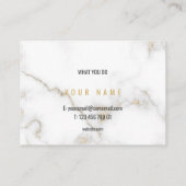 ミニマリストホワイトと金ゴールドラグジュアリーマーブル 名刺 (裏面)