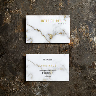 ミニマリストホワイトと金ゴールドラグジュアリーマーブル 名刺