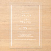 ミニマリストホワイトアクリル結婚式招待状 アクリル招待状 (正面)