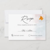 ミニマリストホワイトウェディングRSVPカードテンプレート 出欠カード (正面)