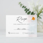 ミニマリストホワイトウェディングRSVPカードテンプレート 出欠カード (スタンド正面)
