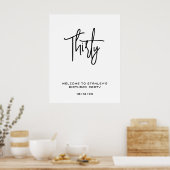 ミニマリストホワイトサーティ誕生日ウェルカムサイン ポスター (キッチン)