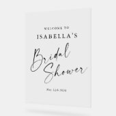 ミニマリストホワイトシックカスタムブライダルシャワーへようこそ アクリルサイン (傾斜)