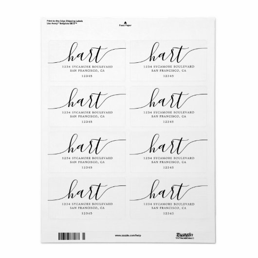 ミニマリストホワイトスクリプトファミリー差出人住所 ラベル (フルシート)