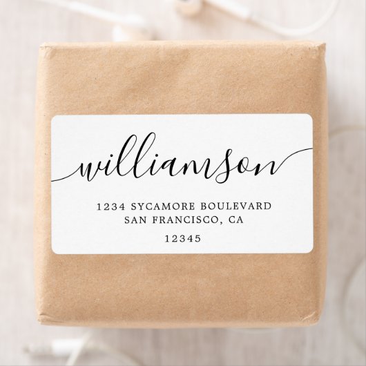 ミニマリストホワイトスクリプトファミリー差出人住所 ラベル (インサイチュ)