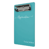 ミニマリストホワイトスクリプト評価ティール（緑がかった色）ブルーCl ミニクリップボード (アングル2)