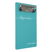 ミニマリストホワイトスクリプト評価ティール（緑がかった色）ブルーCl ミニクリップボード (アングル)