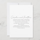 ミニマリストホワイトタイプライタースクリプトタイポグラフィRSVP 招待状 (正面)