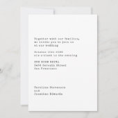 ミニマリストホワイトタイプライターテイポグラフィーウェディング 招待状 (正面)