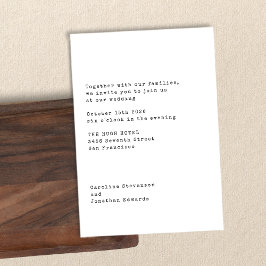 ミニマリストホワイトタイプライターテイポグラフィーウェディング 招待状