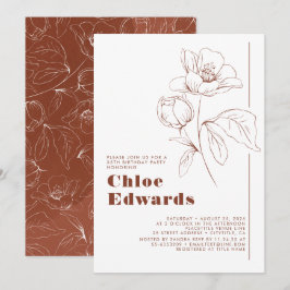 ミニマリストホワイトテラコッタボホバースデーパーティー 招待状