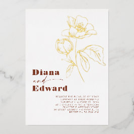 ミニマリストホワイトテラコッタボホ結婚ズ 箔招待状