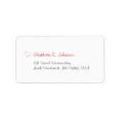 ミニマリストホワイトバレンタインデーかわいい赤いハート ラベル (正面)