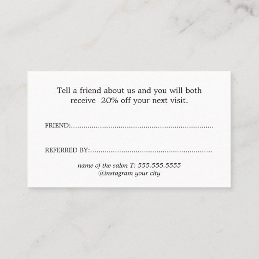 ミニマリストホワイトパステルハートはっきりしたサロン 紹介カード (裏面)