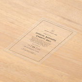 ミニマリストホワイトビジネスパーティーイベント資金調達 アクリル招待状 (レイダウン)