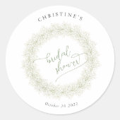 ミニマリストホワイトフラワーズベビーズブレスリース ラウンドシール (正面)