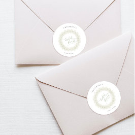 ミニマリストホワイトフラワーズベビーズブレスリース ラウンドシール