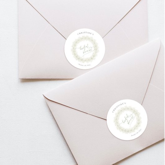 ミニマリストホワイトフラワーズベビーズブレスリース ラウンドシール