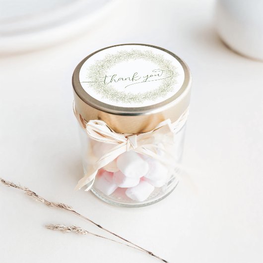 ミニマリストホワイトフラワーズリースサンキューユークラシック ラウンドシール