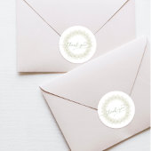 ミニマリストホワイトフラワーズリースサンキューユークラシック ラウンドシール