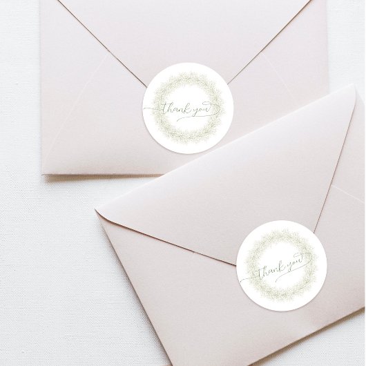 ミニマリストホワイトフラワーズリースサンキューユークラシック ラウンドシール