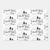 ミニマリストホワイトブラックメリークリスマス引用文ギフト ラッピングペーパーシート (正面3)