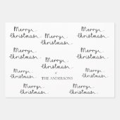 ミニマリストホワイトブラックメリークリスマス引用文ギフト ラッピングペーパーシート (正面)