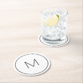 ミニマリストホワイトブラックモノグラムシンプルレター ラウンドペーパーコースター (インサイチュ)