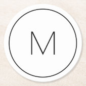 ミニマリストホワイトブラックモノグラムシンプルレター ラウンドペーパーコースター (正面)