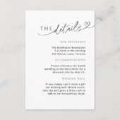 ミニマリストホワイトブラック詳細カード(ハート付) エンクロージャーカード (正面)