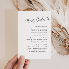 ミニマリストホワイトブラック詳細カード(ハート付) エンクロージャーカード