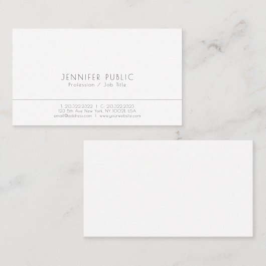 ミニマリストホワイトプレーンプロフェッショナル洗練 名刺 (正面/裏面)