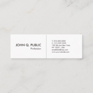 ミニマリストホワイトプロフェッショナルシンプルエレガント スキニー名刺