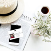 ミニマリストホワイトホ千鳥格子のームスクールID バッジ