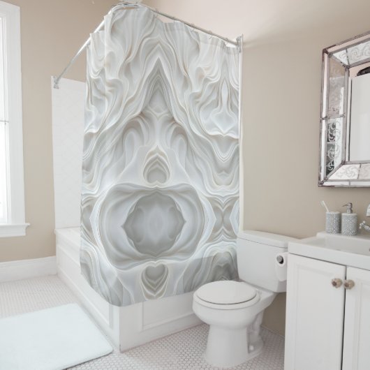 ミニマリストホワイトマーブルウェーブシャワーカーテンラグジュアリー シャワーカーテン (インサイチュ)