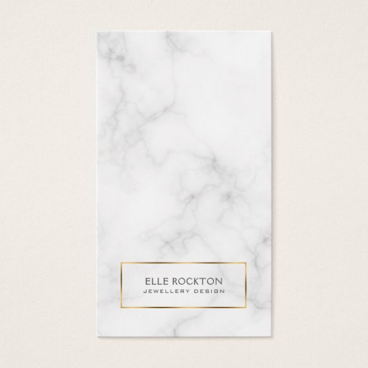 ミニマリストホワイトマーブル金ゴールドディスプレイカード (正面)