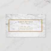 ミニマリストホワイトマーブル金ゴールドボックスモノグラム 名刺 (裏面)