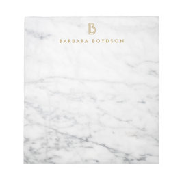 ミニマリストホワイトマーブル金ゴールドモノグラム ノートパッド