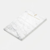 ミニマリストホワイトマーブル金ゴールドモノグラム ポストイット (アングル)